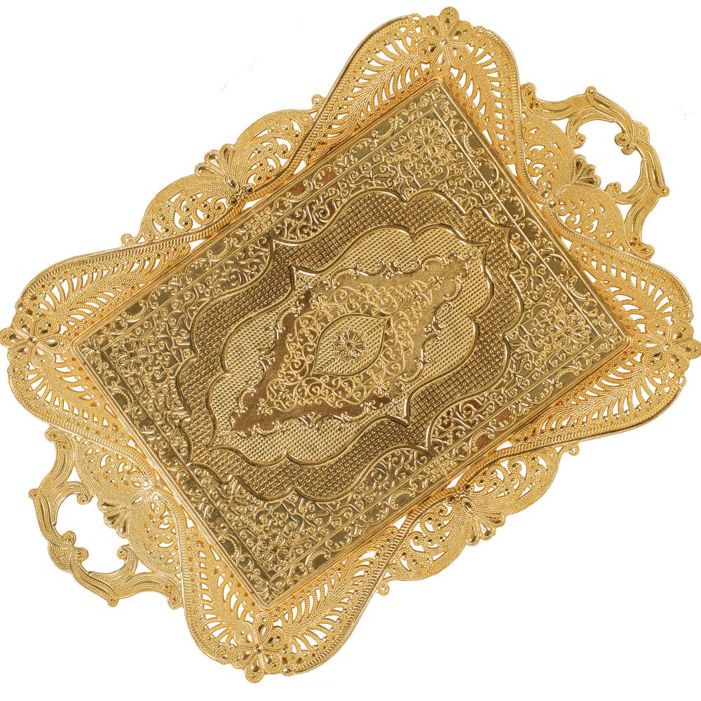 Gold Turkish Coffee Tea Serving Tray