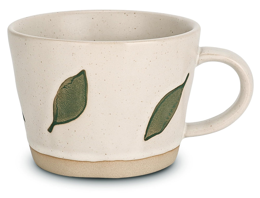 Stoneware Coffee Mug, 11 oz. – Green Leaf