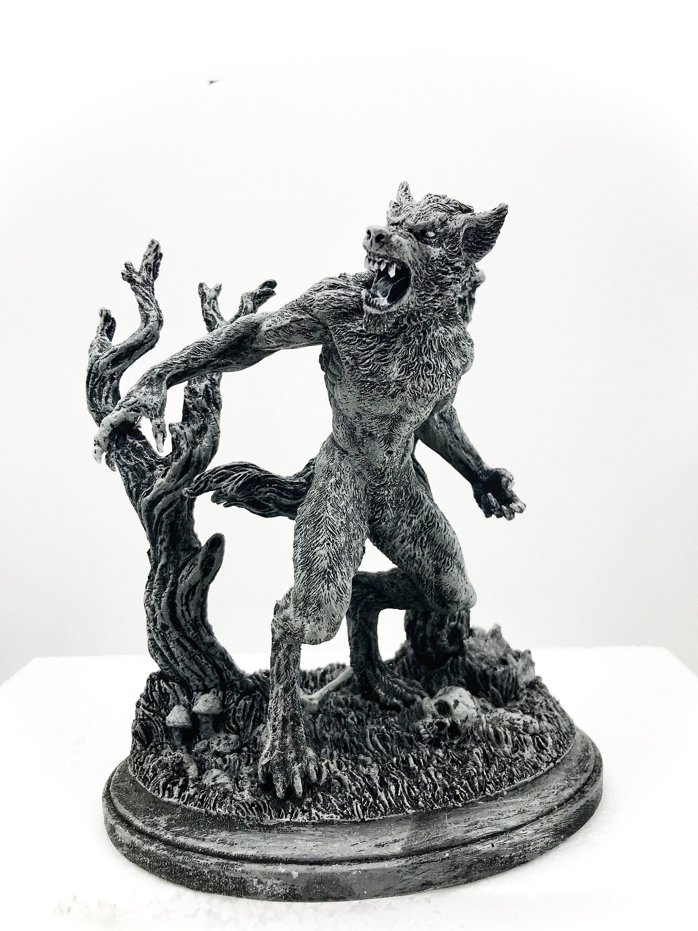 Werewolf Hand-Painted Grayscale Resin Figurine