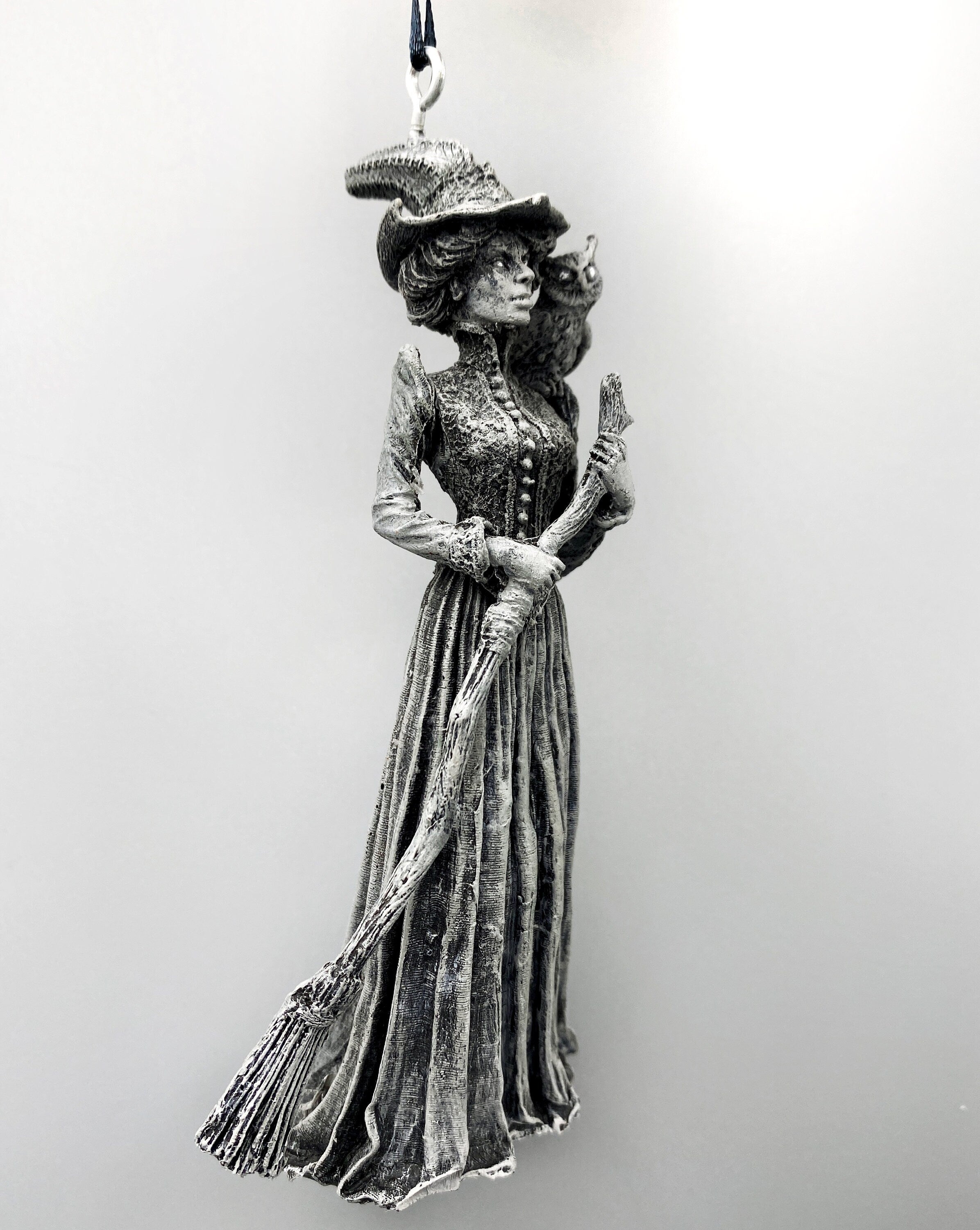 Victorian Witch Hand-Painted Resin Ornament
