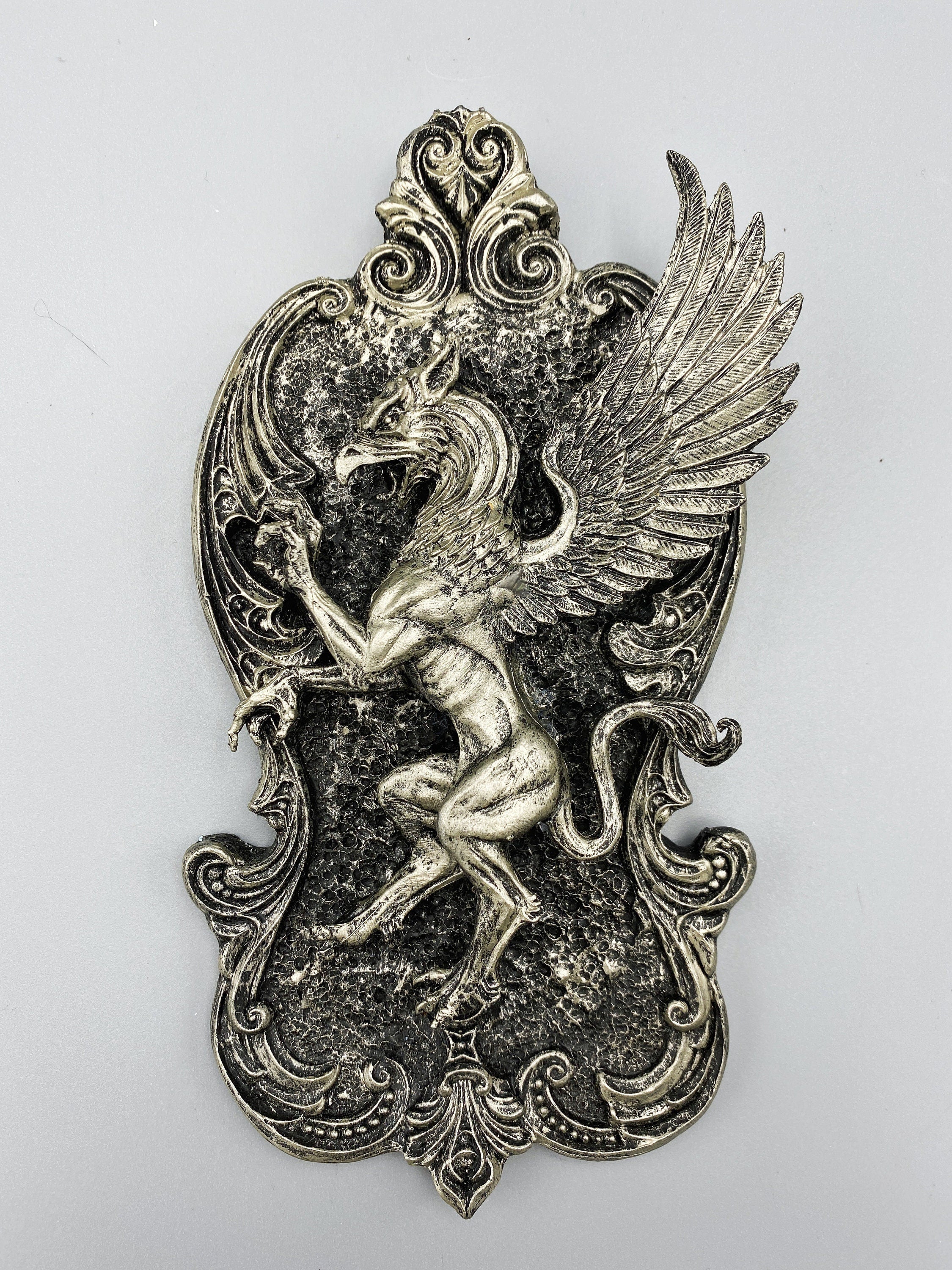 Medieval Griffin Hand-Painted Resin Wall Plaque