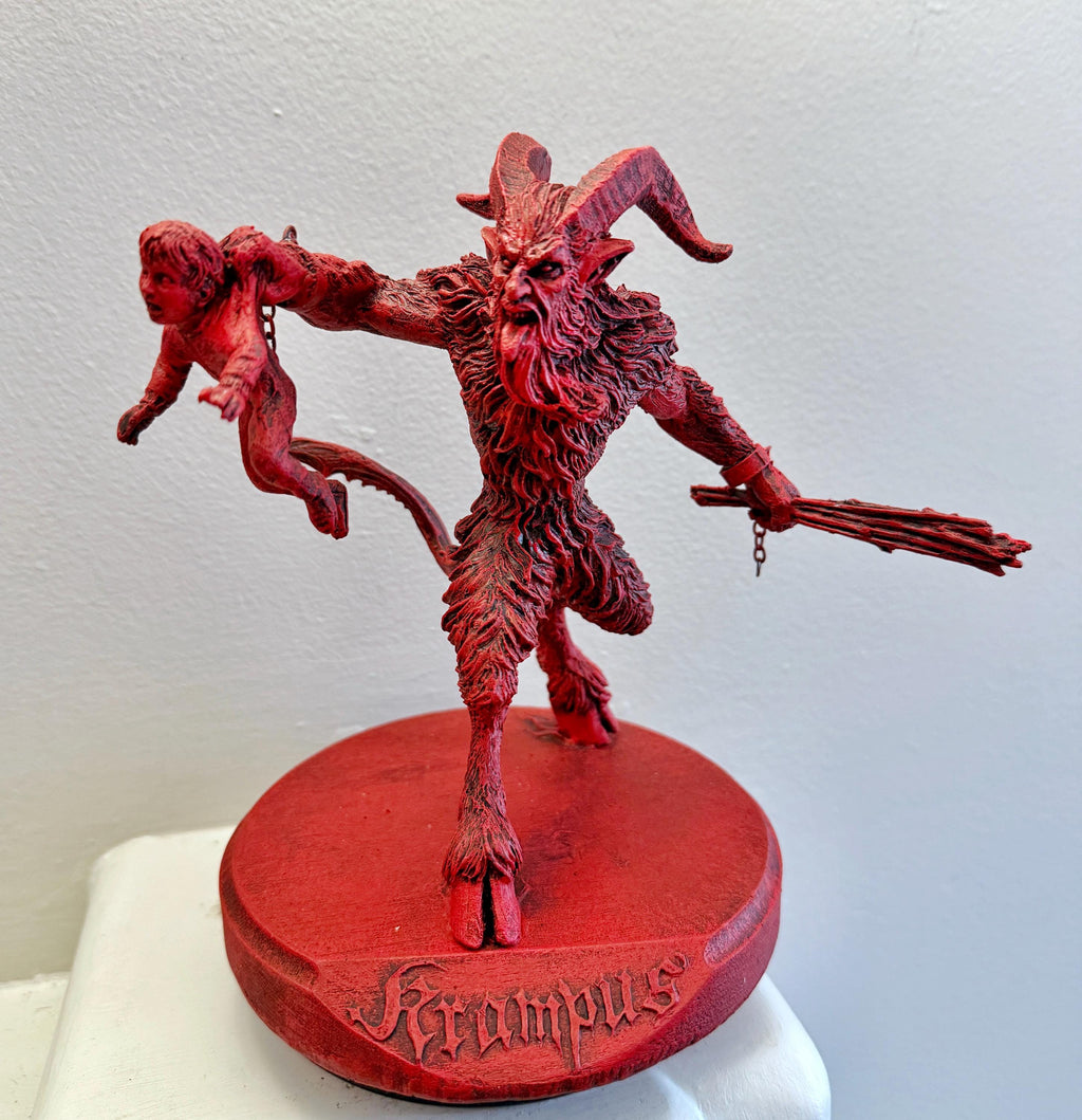Krampus III Hand-Painted Resin Figurine — Red Finish