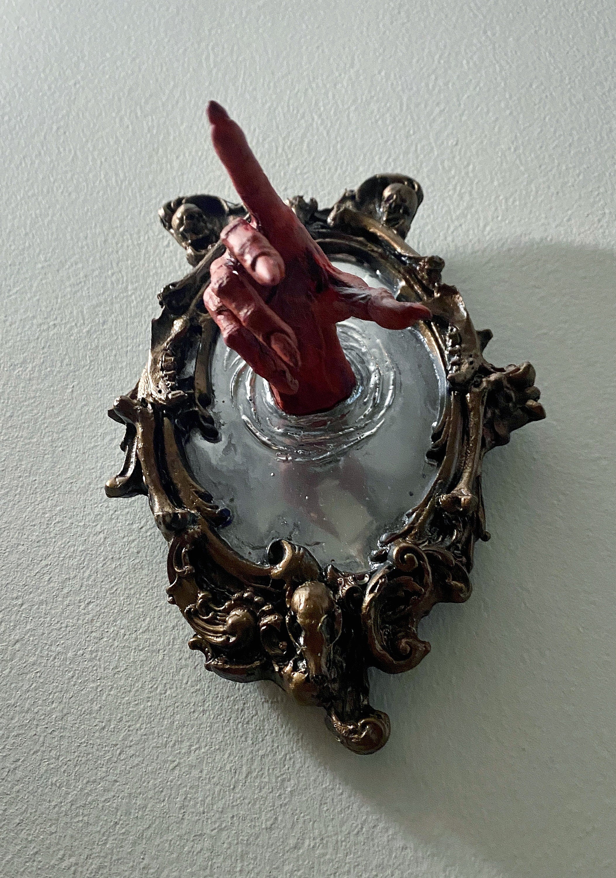 Spectral Hand Wall Plaque — Blood Red