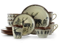 Round Stoneware Dinnerware Set, Service for 4 – Elk Design