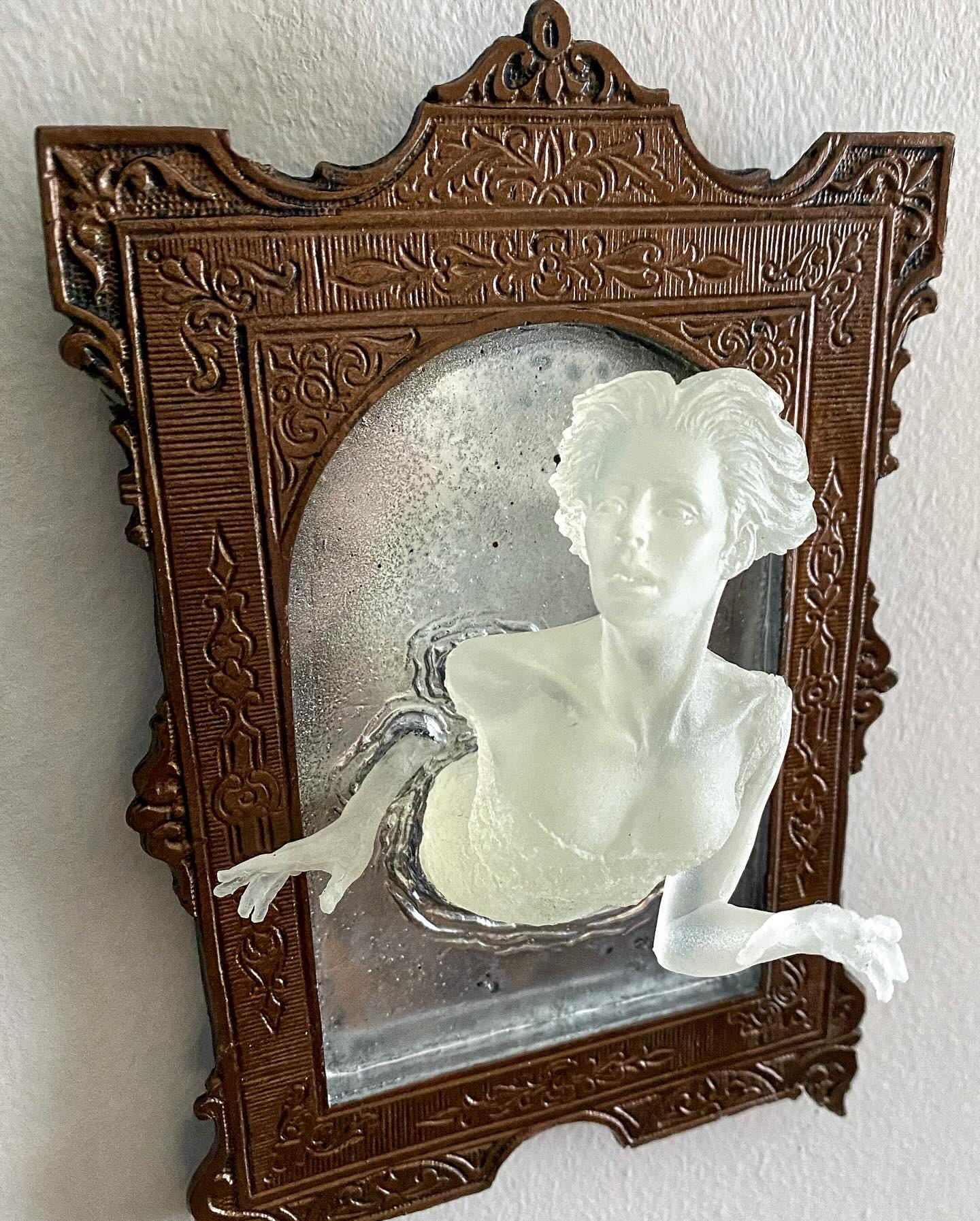 Ghost in the Mirror Wall Plaque — Glow in the Dark Victorian Gothic Wall Art
