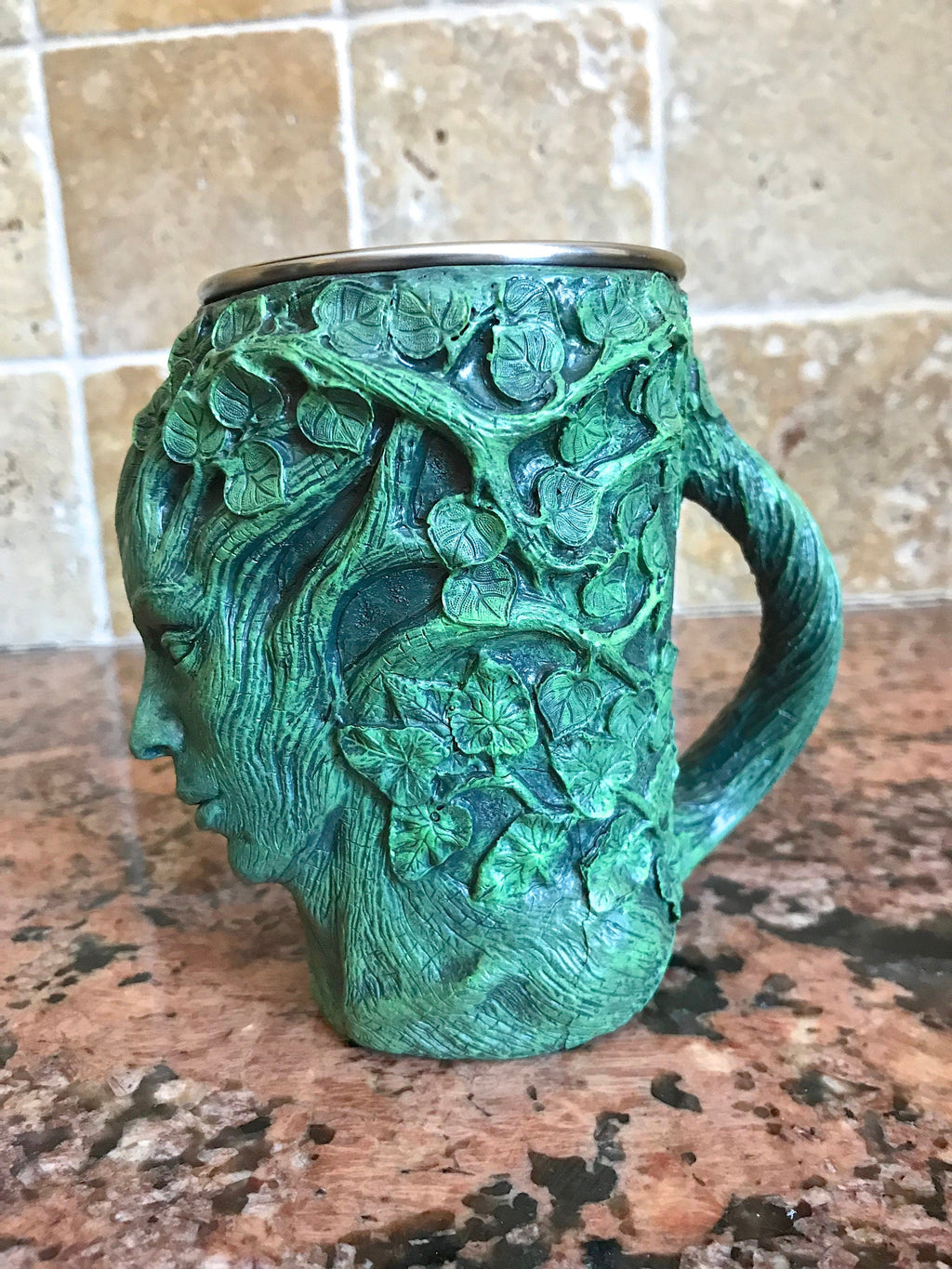 Dryad Art Mug — Green Hand-Sculpted Resin