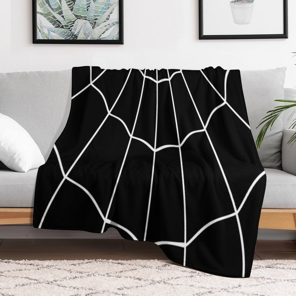 Spider Web - Black Throw Blanket