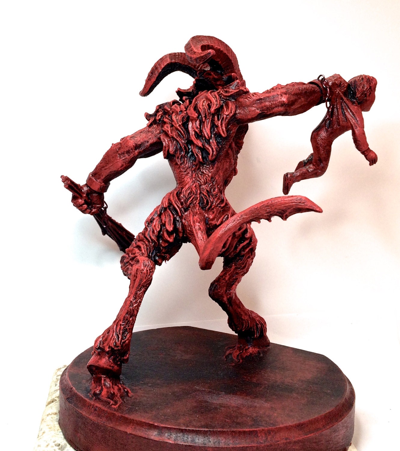 Krampus III Hand-Painted Resin Figurine — Red Finish