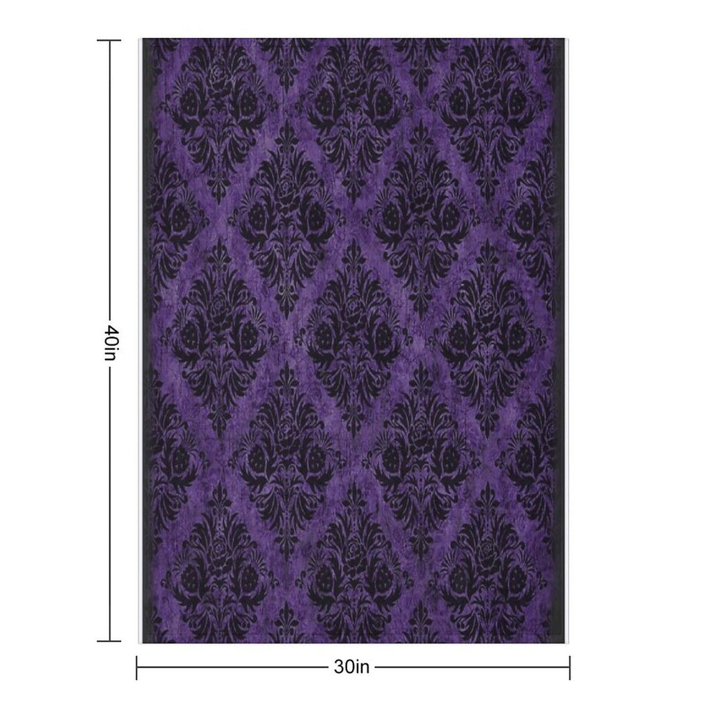 Throw Blanket -Gothic Damask in Purple and Black