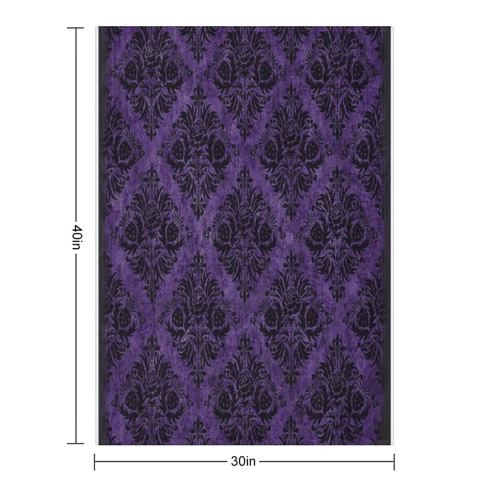 Throw Blanket -Gothic Damask in Purple and Black