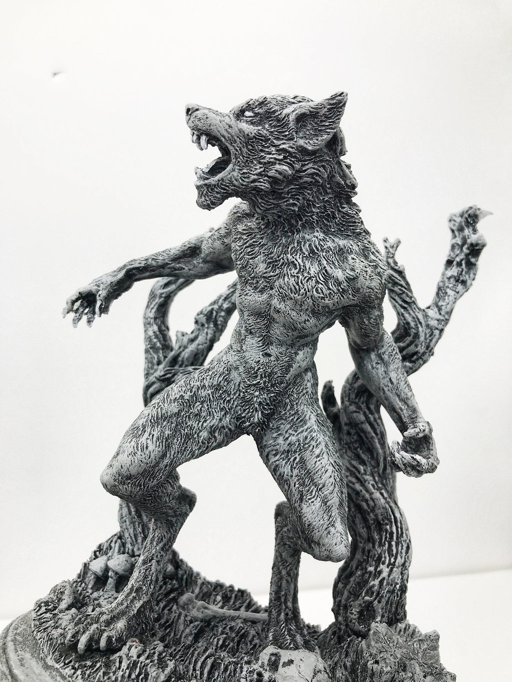 Werewolf Hand-Painted Grayscale Resin Figurine