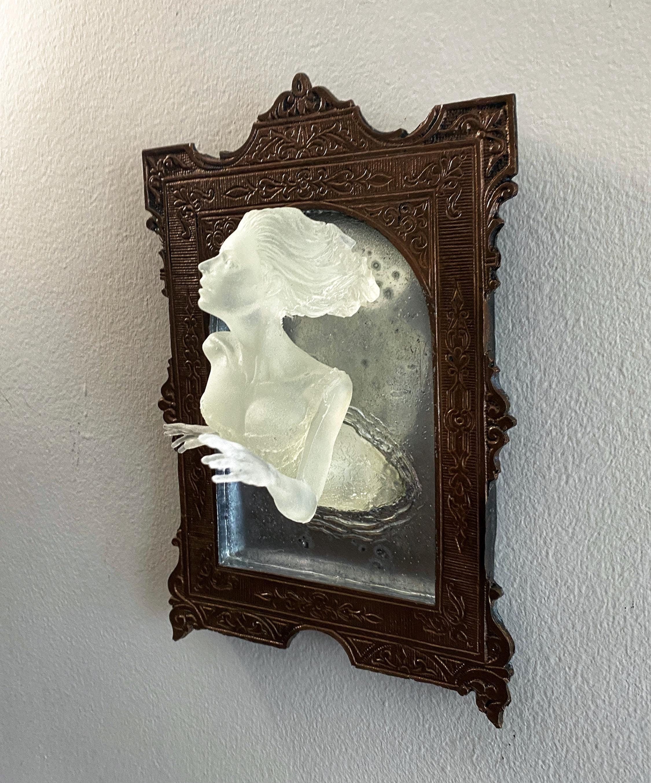 Ghost in the Mirror Wall Plaque — Glow in the Dark Victorian Gothic Wall Art
