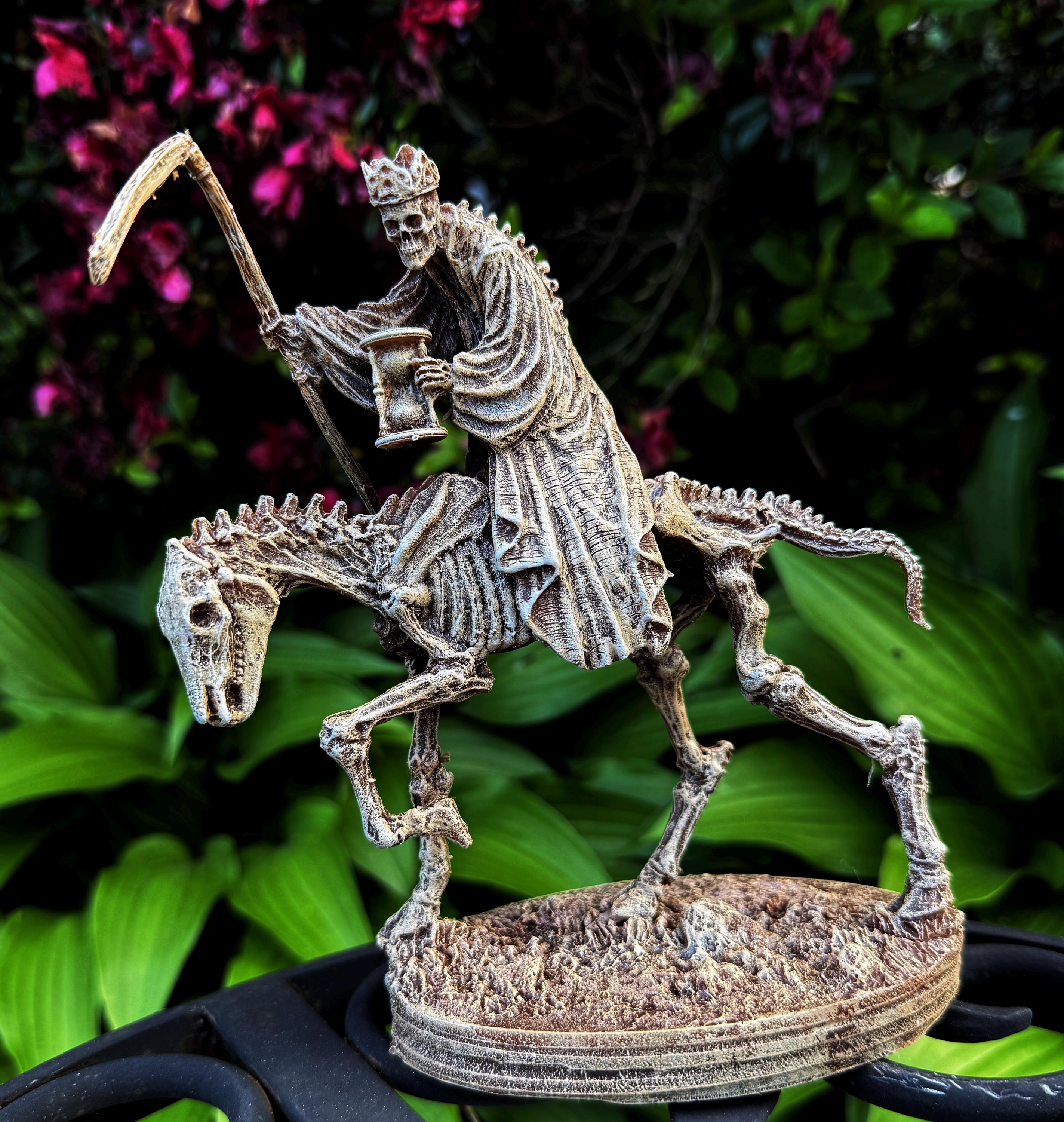 Triumph of Death — Grim Reaper on Skeletal Horse Statue