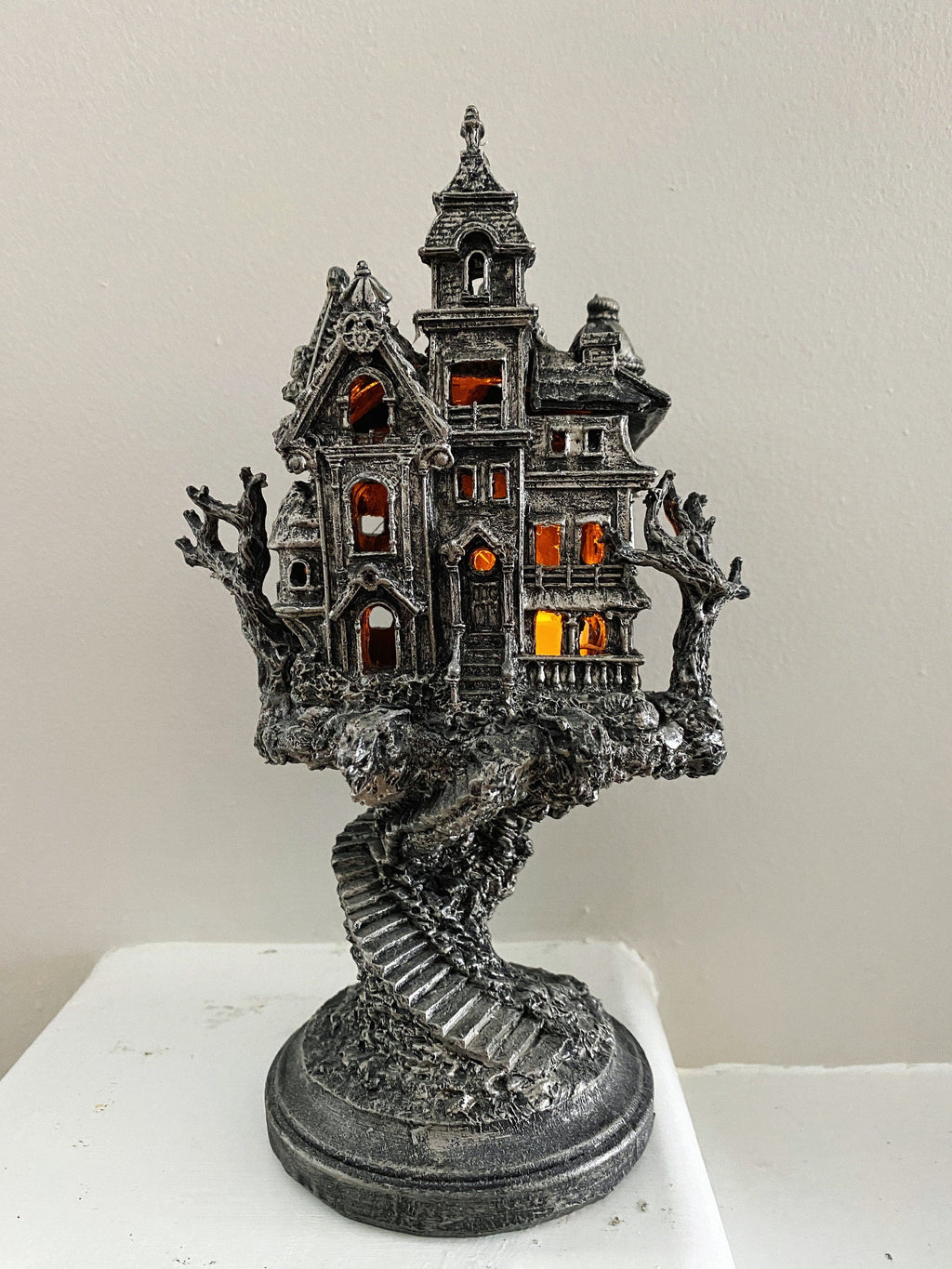 Haunted Mansion Resin Sculpture with LED Tea Light
