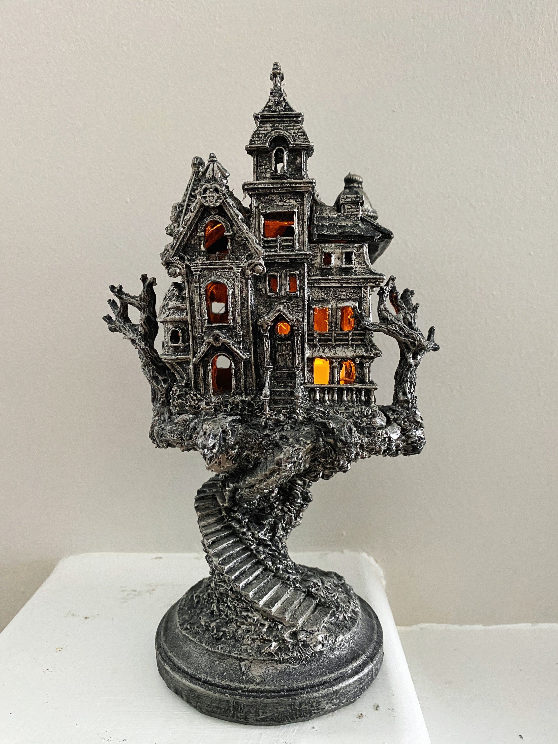 Haunted Mansion Resin Sculpture with LED Tea Light