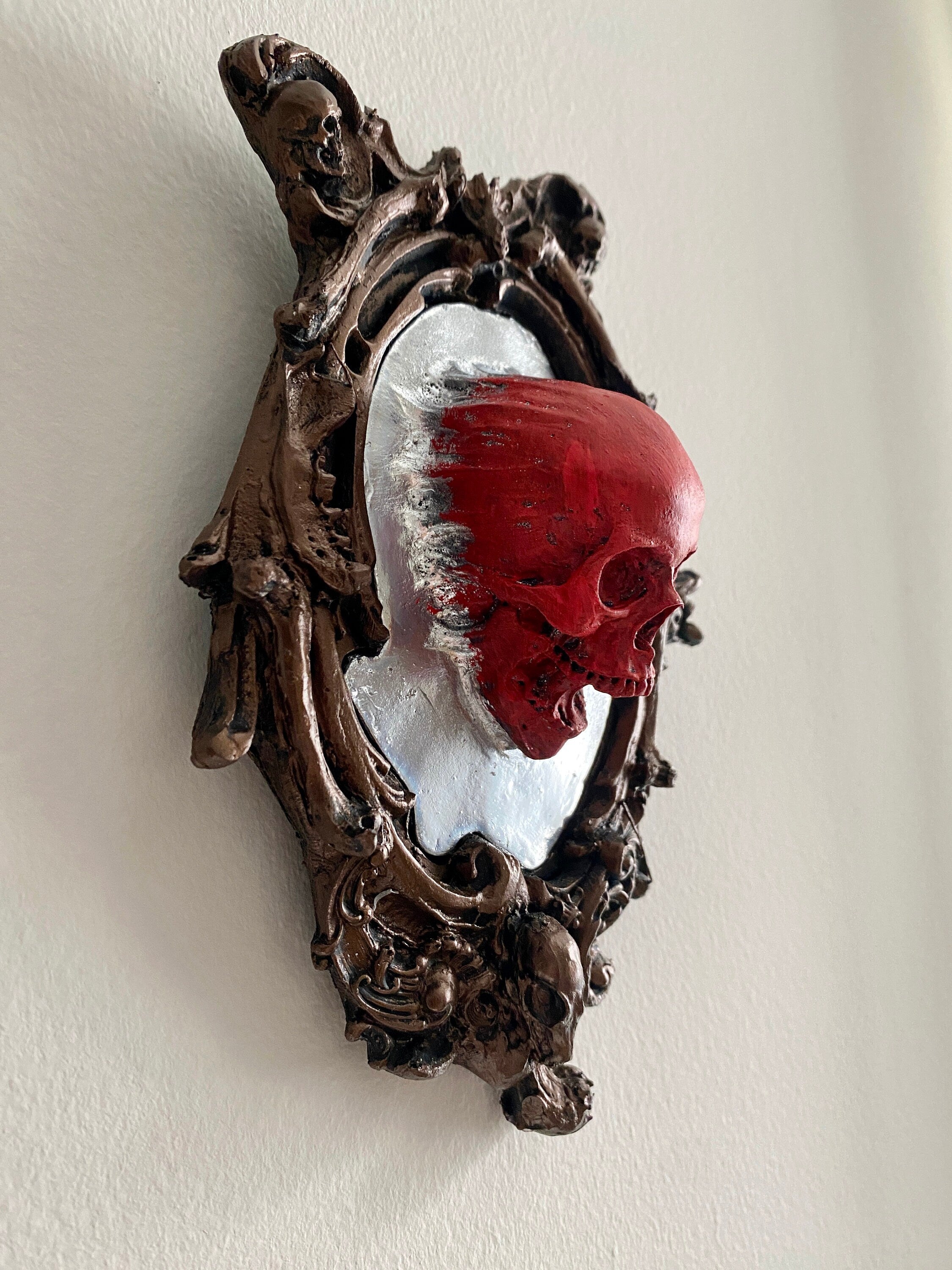 Spectral Skull Wall Plaque — Blood Red