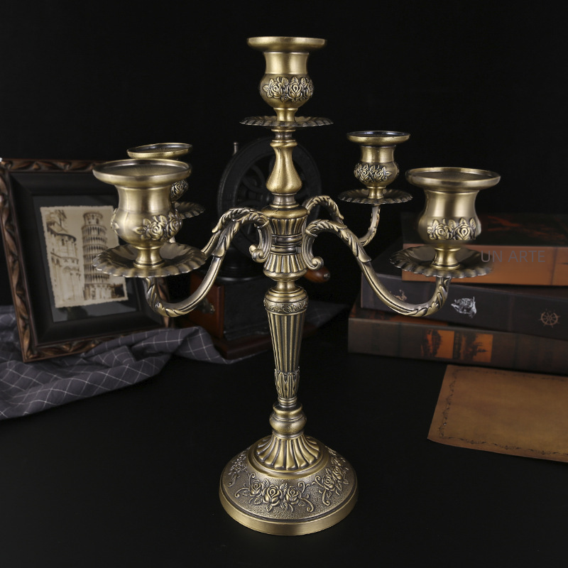Vintage European Multi-Arm Metal Candle Holder — 3 & 5-Head Styles