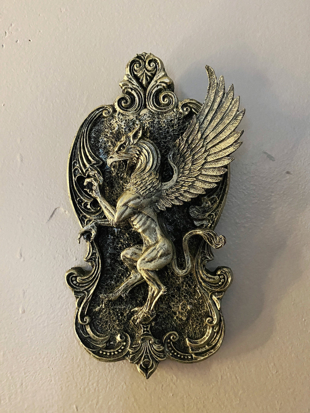 Medieval Griffin Hand-Painted Resin Wall Plaque