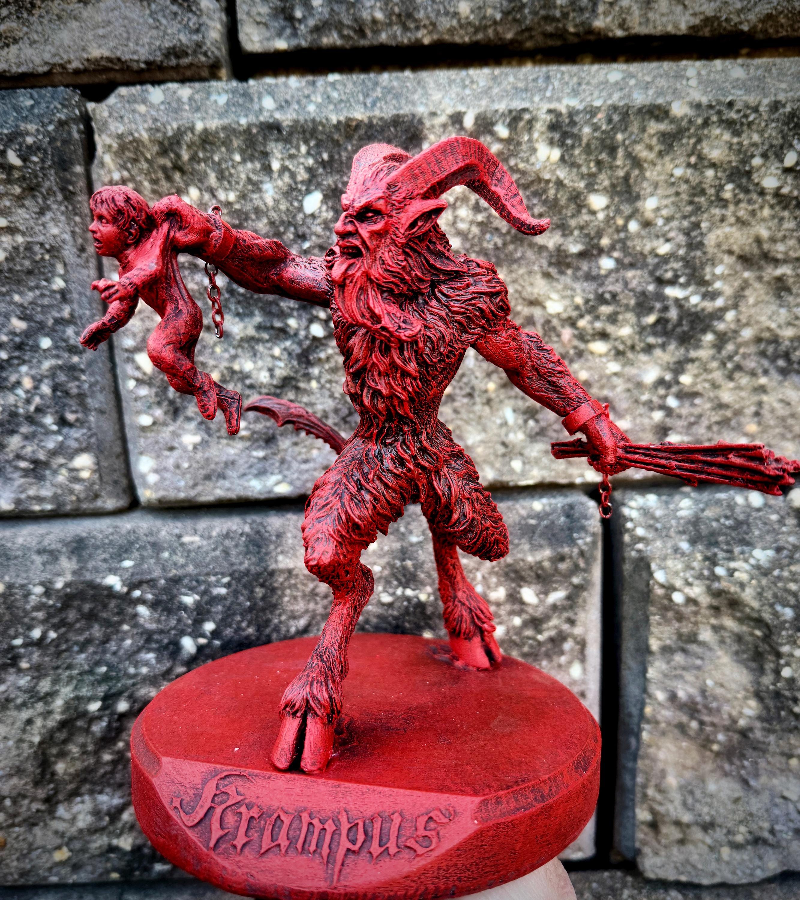 Krampus III Hand-Painted Resin Figurine — Red Finish