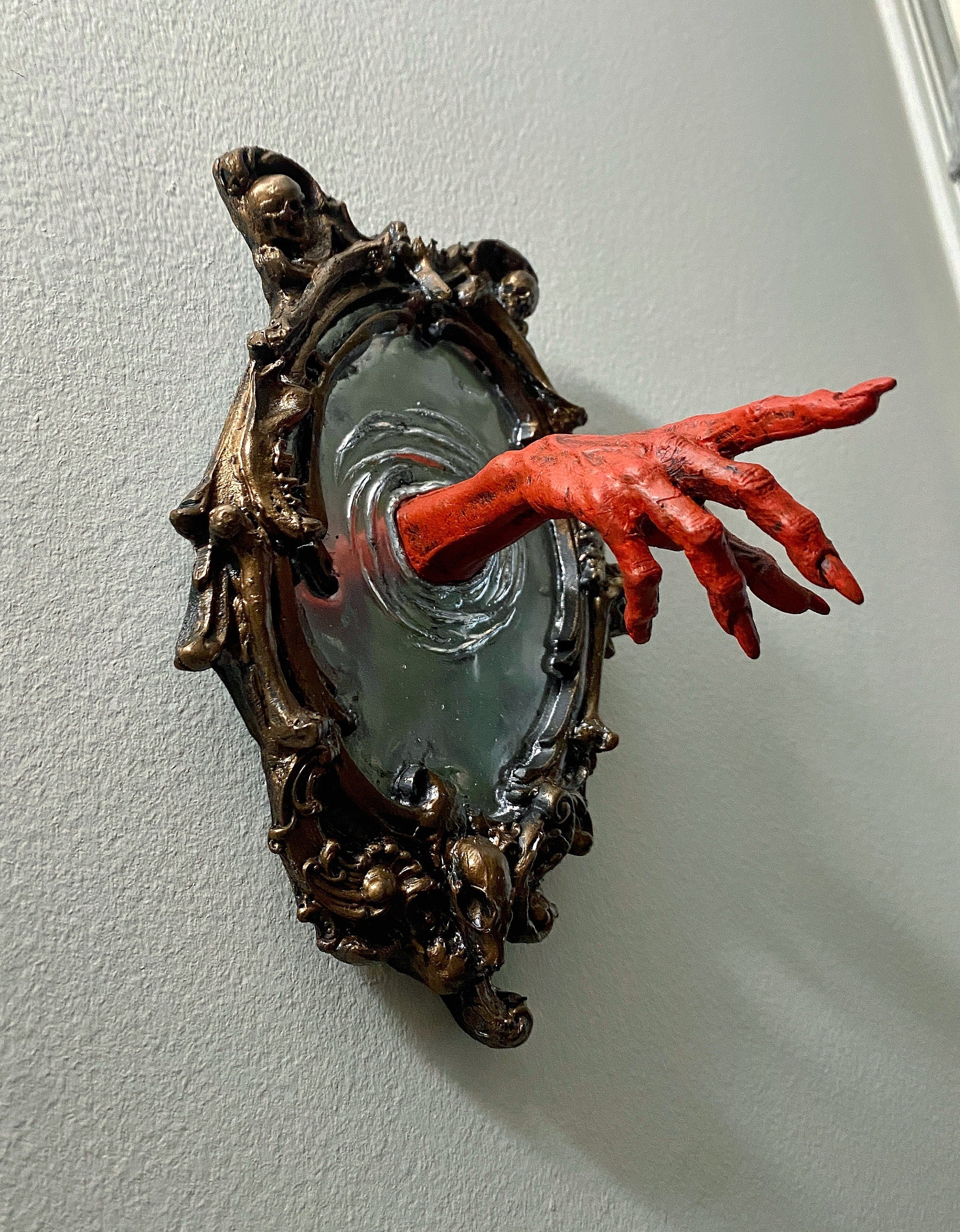 Spectral Hand Wall Plaque — Blood Red