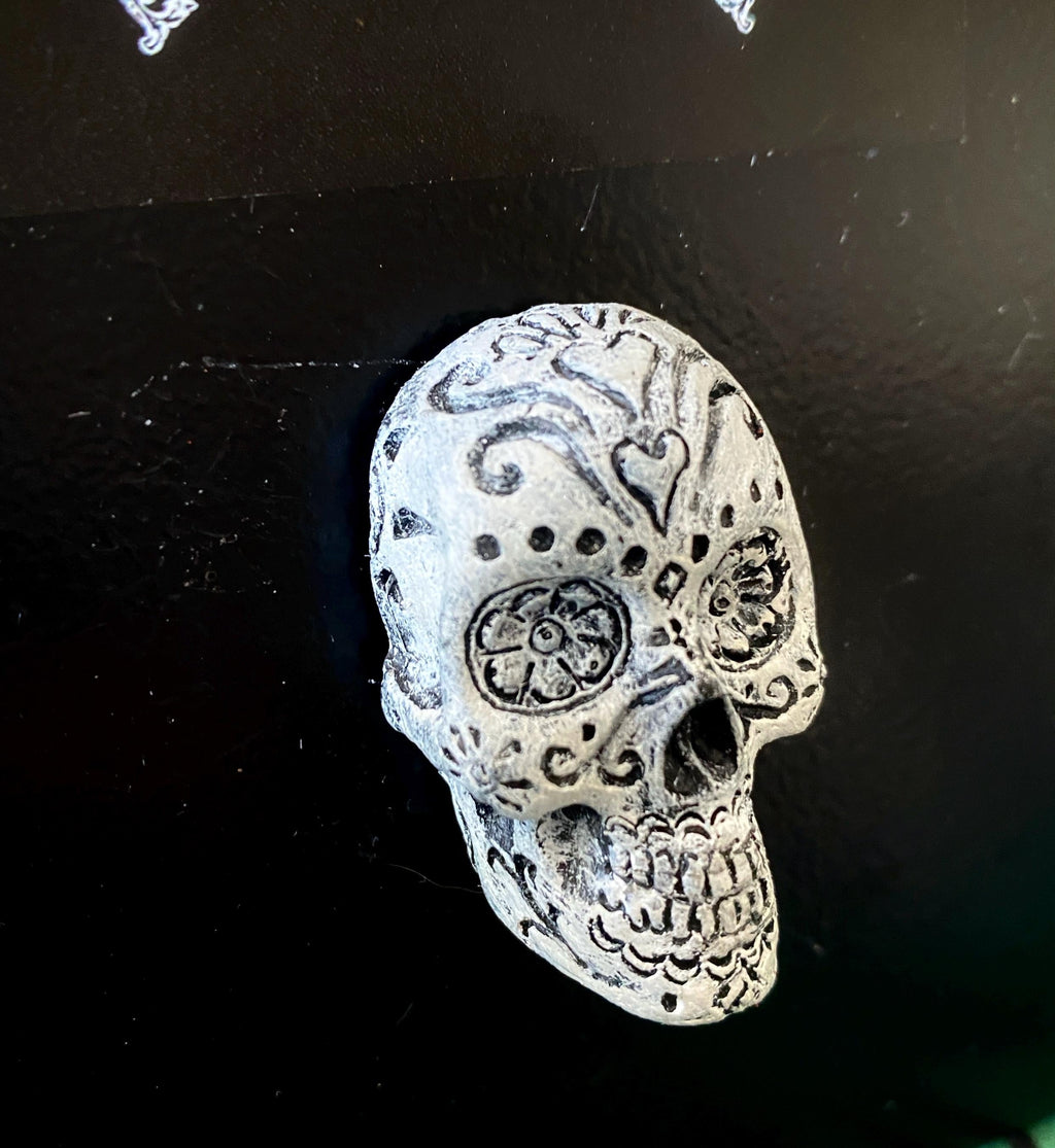 Day of the Dead Skull Hand-Painted Resin Magnet