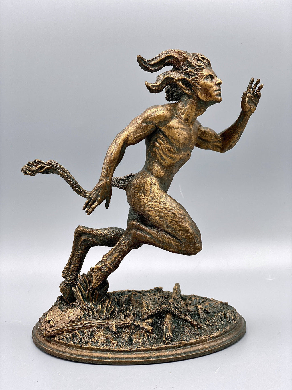 Running Satyr Hand-Painted Resin Figurine