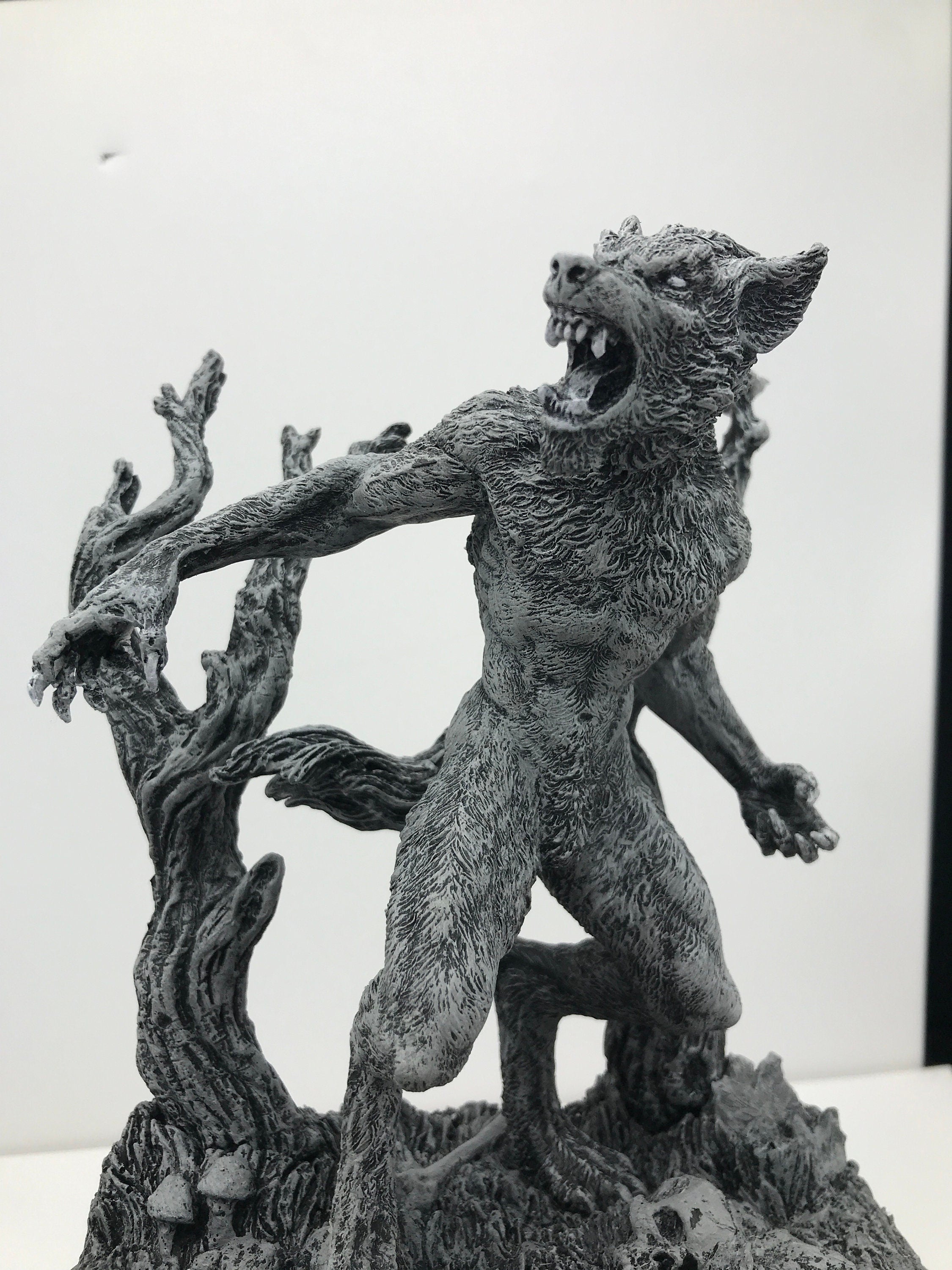 Werewolf Hand-Painted Grayscale Resin Figurine