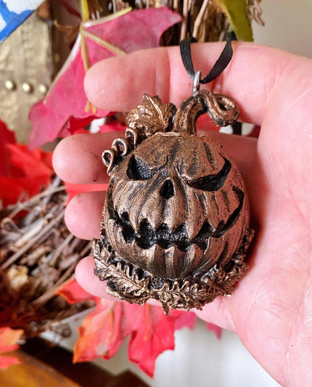 Jack O’ Lantern Hand-Painted Resin Ornament