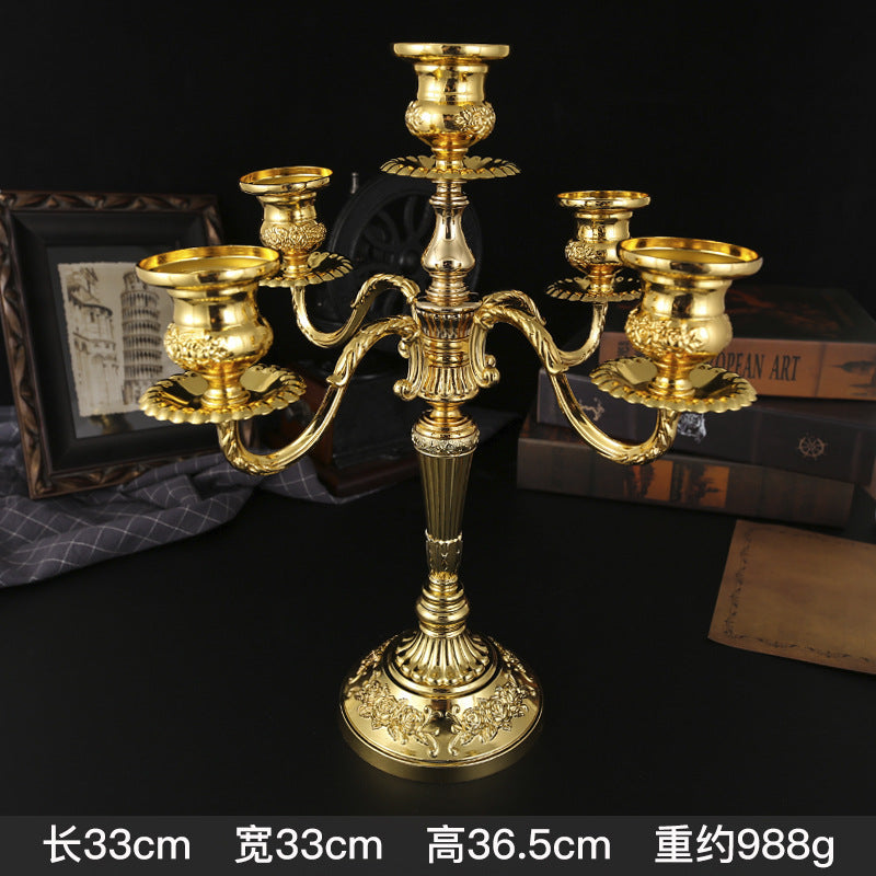 Vintage European Multi-Arm Metal Candle Holder — 3 & 5-Head Styles