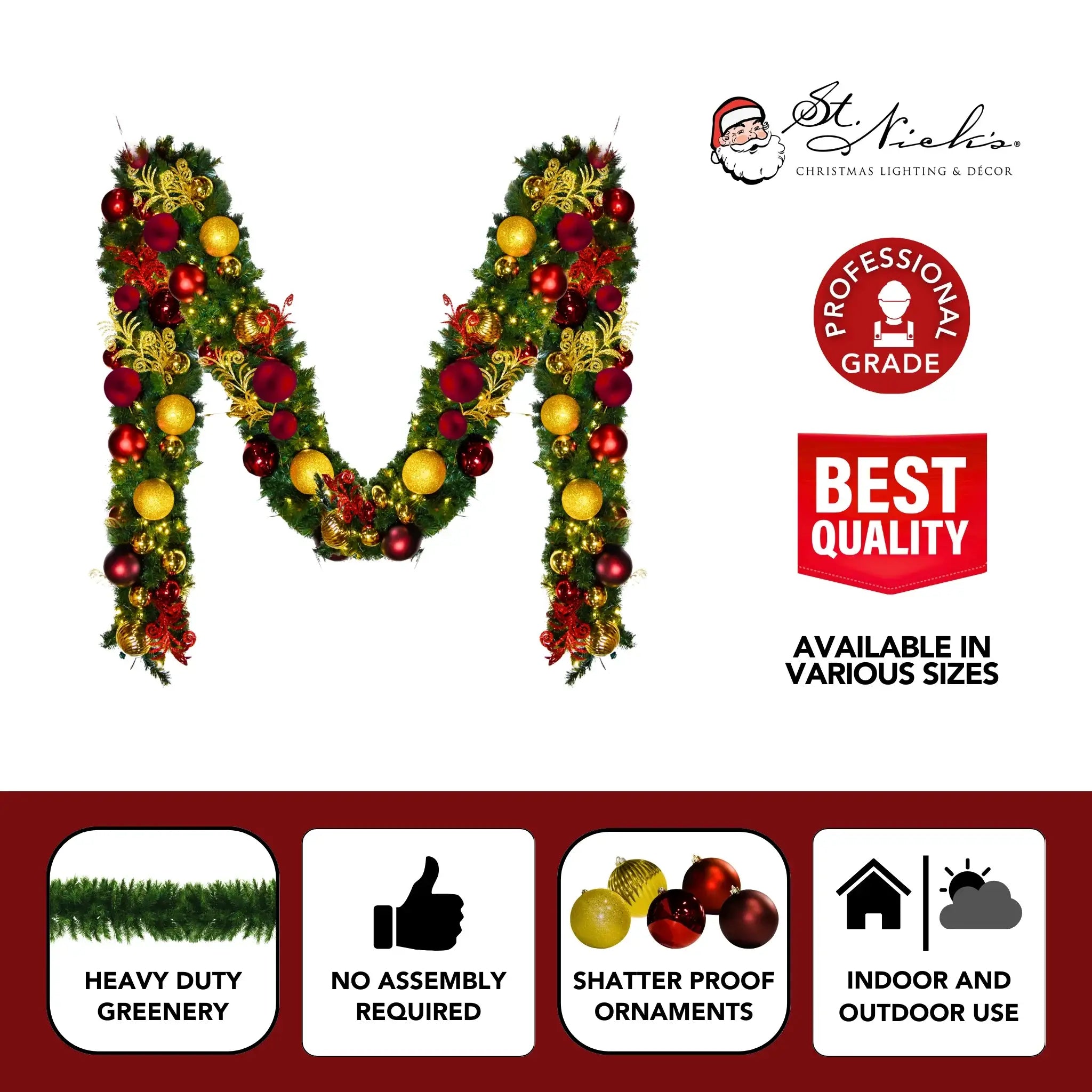 Yuletide Garland with Warm White Lights