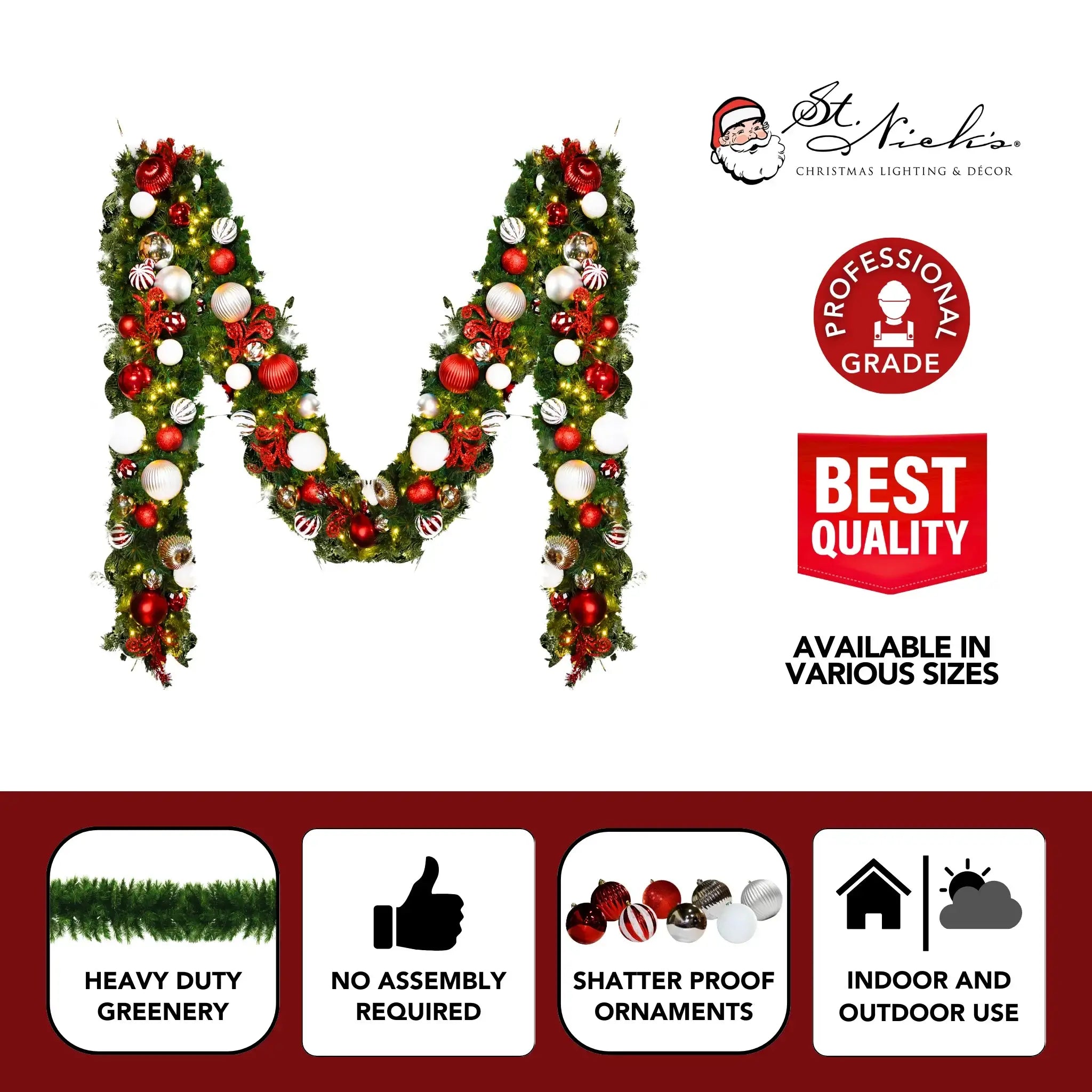Yuletide Garland with Warm White Lights