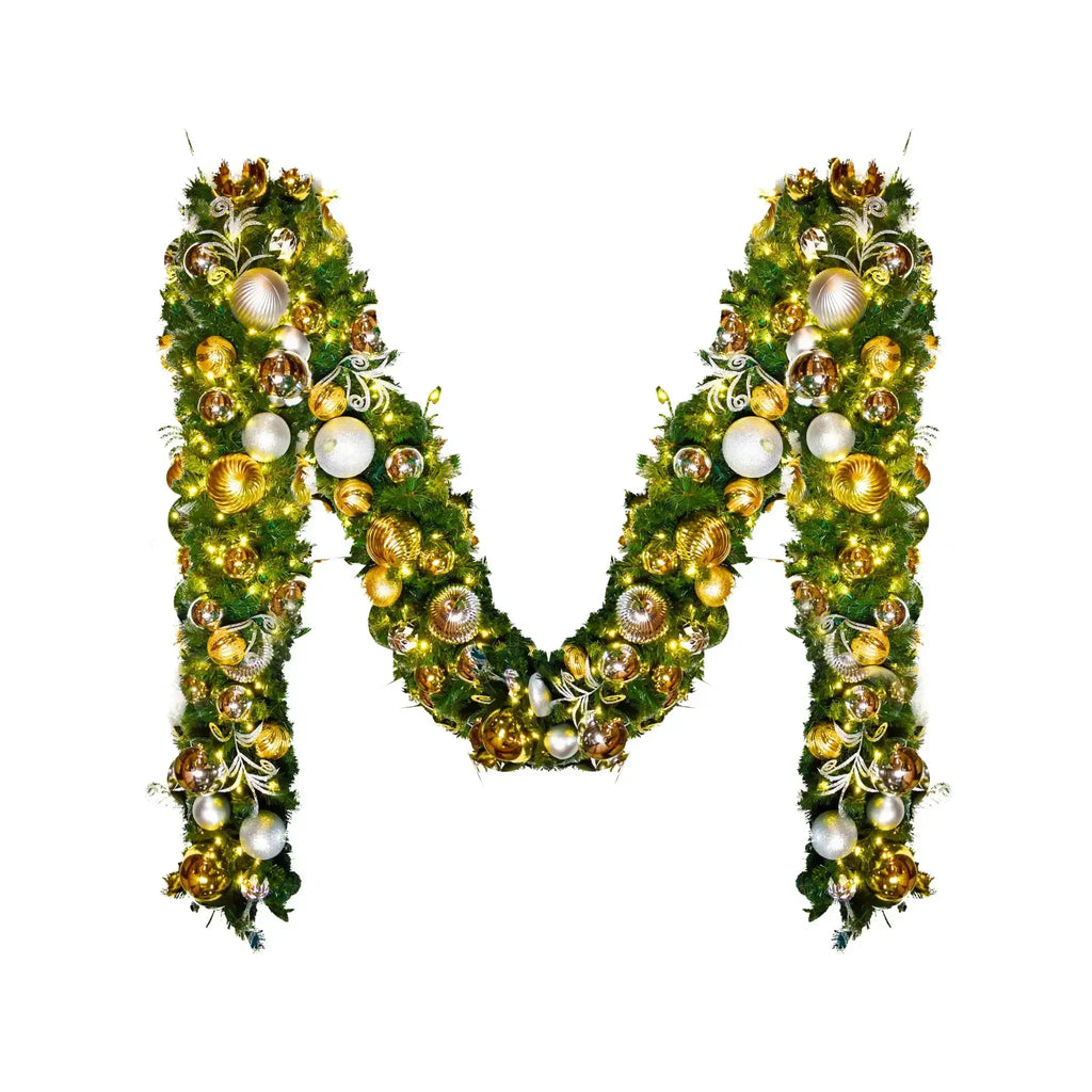 Yuletide Garland with Warm White Lights -Silver and Gold