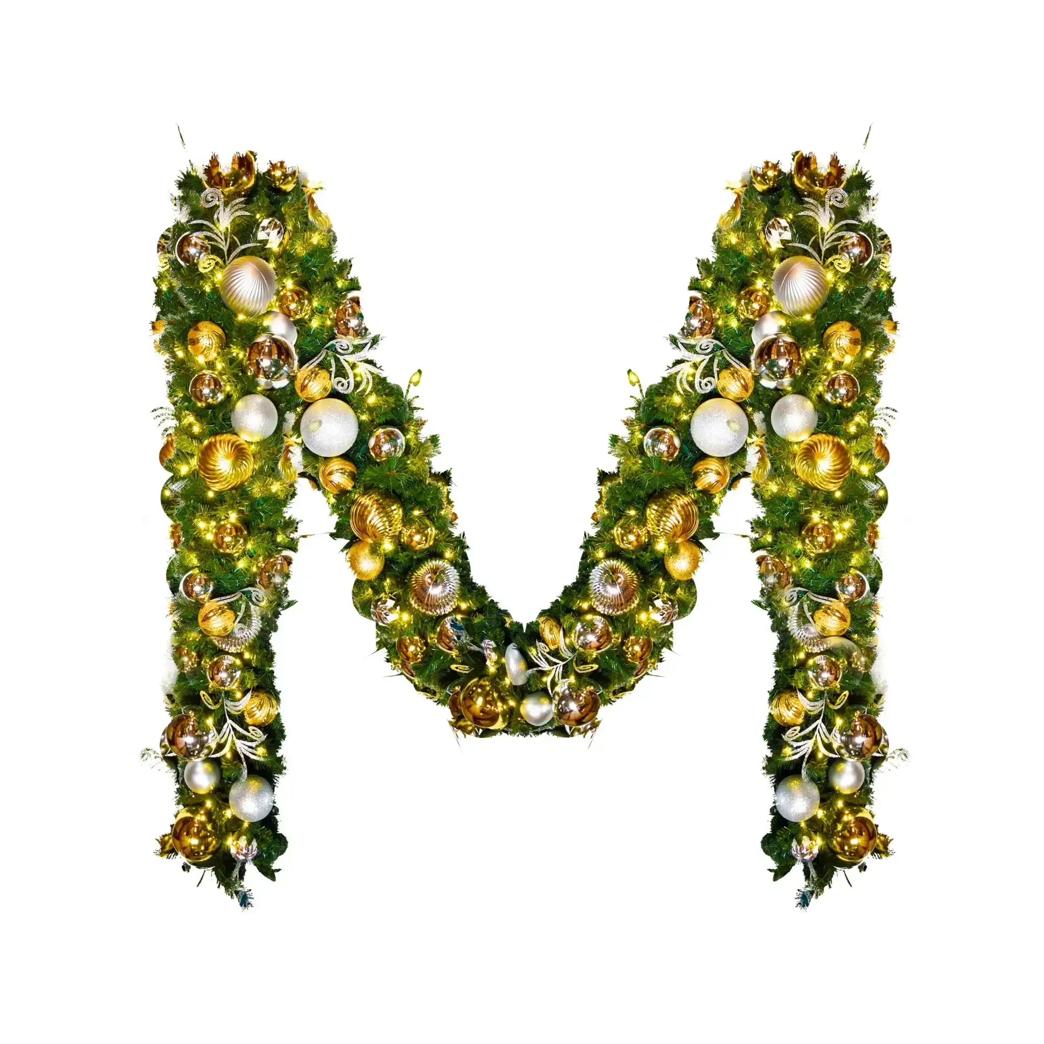 Yuletide Garland with Warm White Lights -Silver and Gold