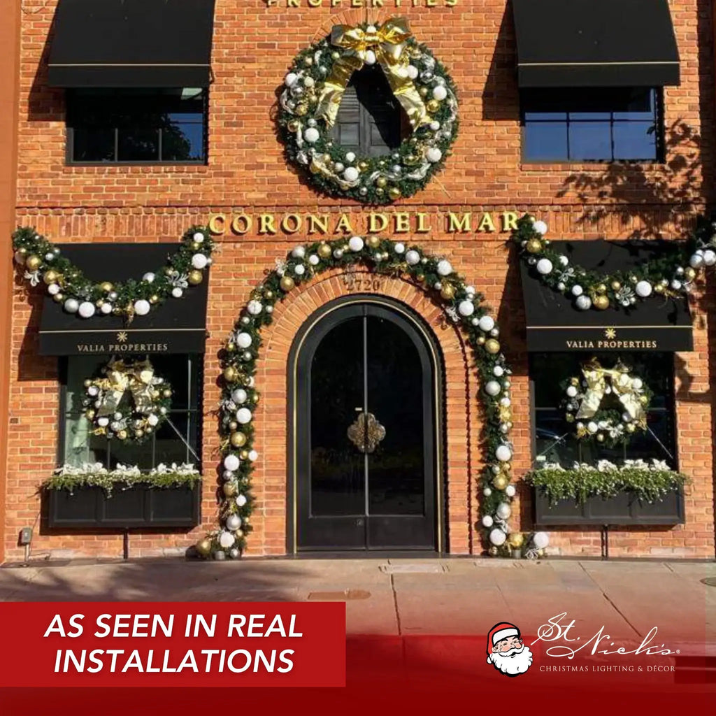 Yuletide Garland with Warm White Lights -Silver and Gold