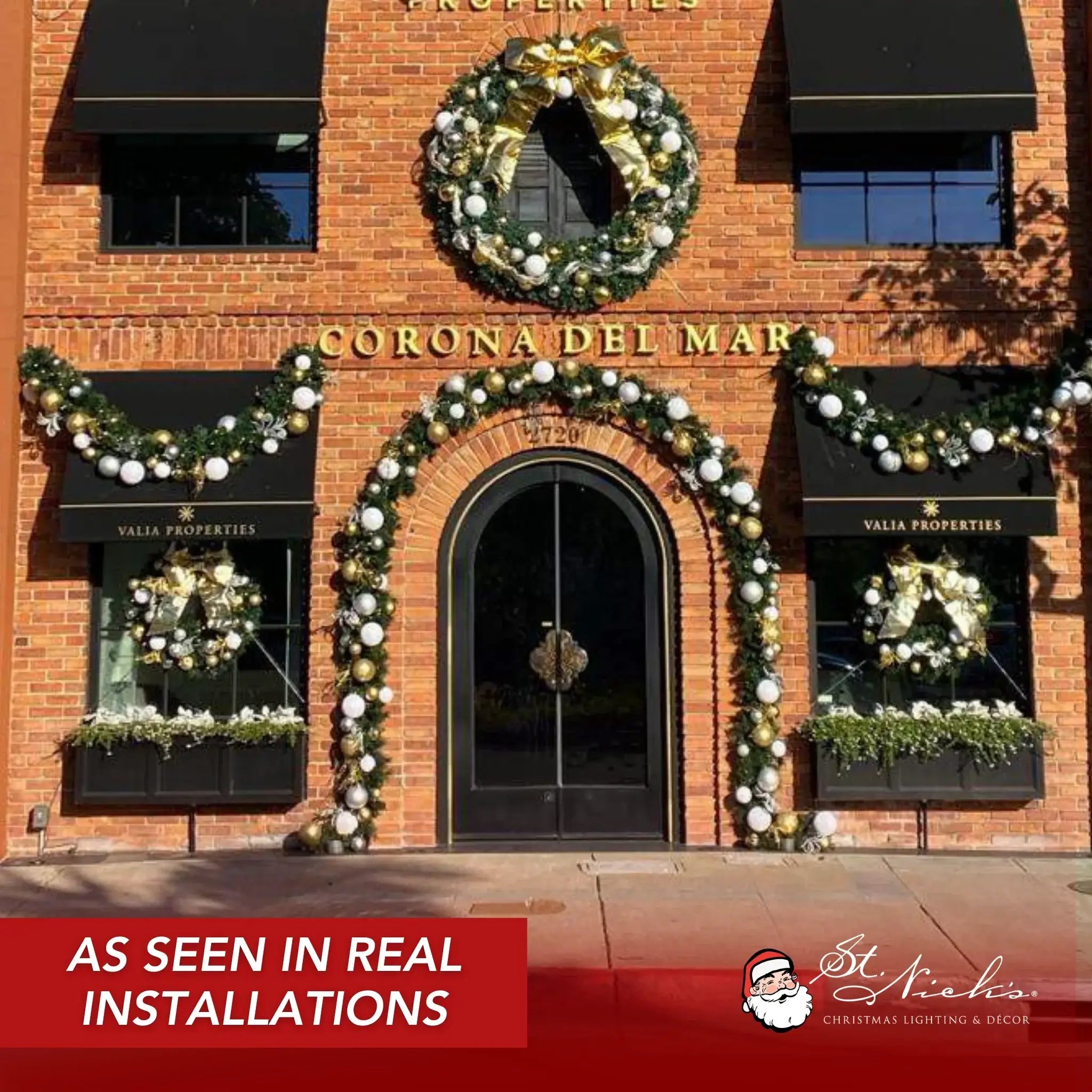 Yuletide Garland with Warm White Lights -Silver and Gold