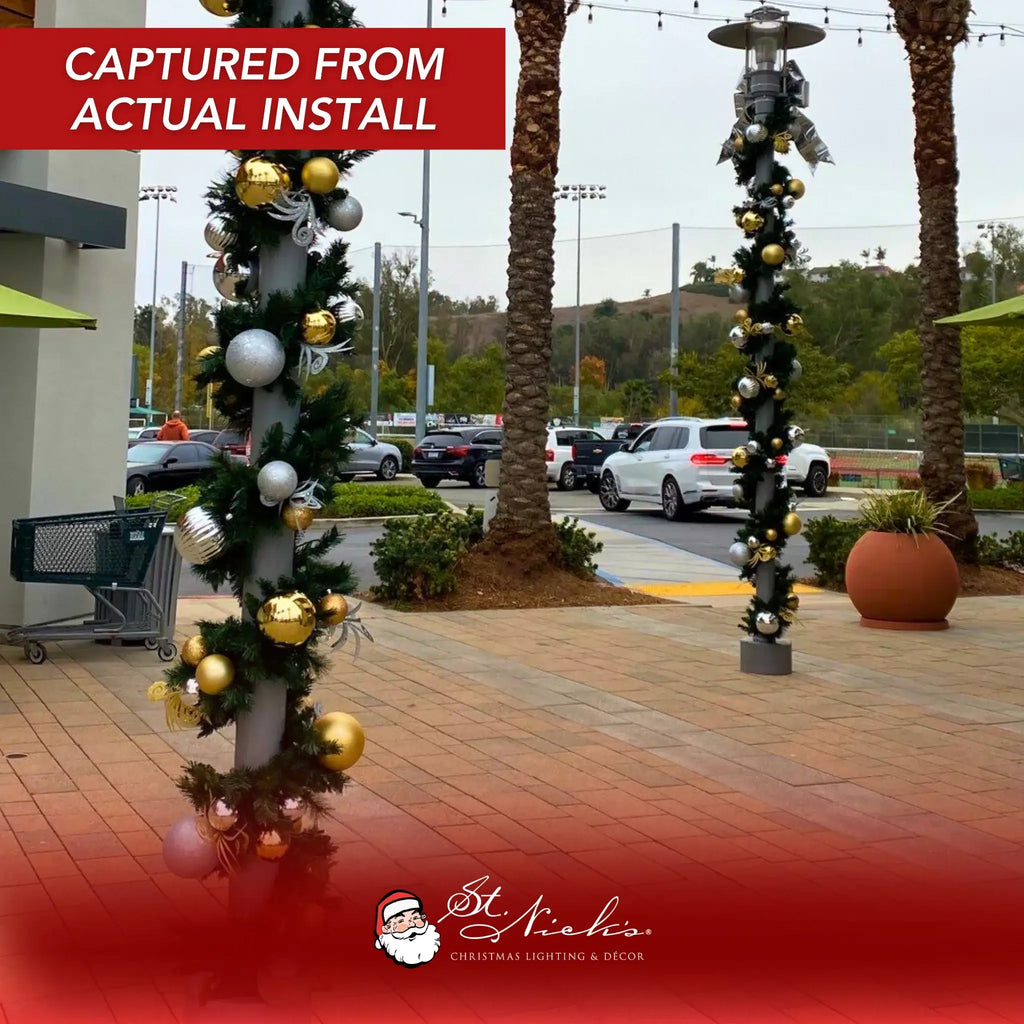 Yuletide Garland with Warm White Lights -Silver and Gold
