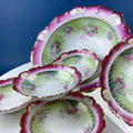 Antique MZ Austria Hand-Painted Rose Serving Bowl Set – 6 Pieces