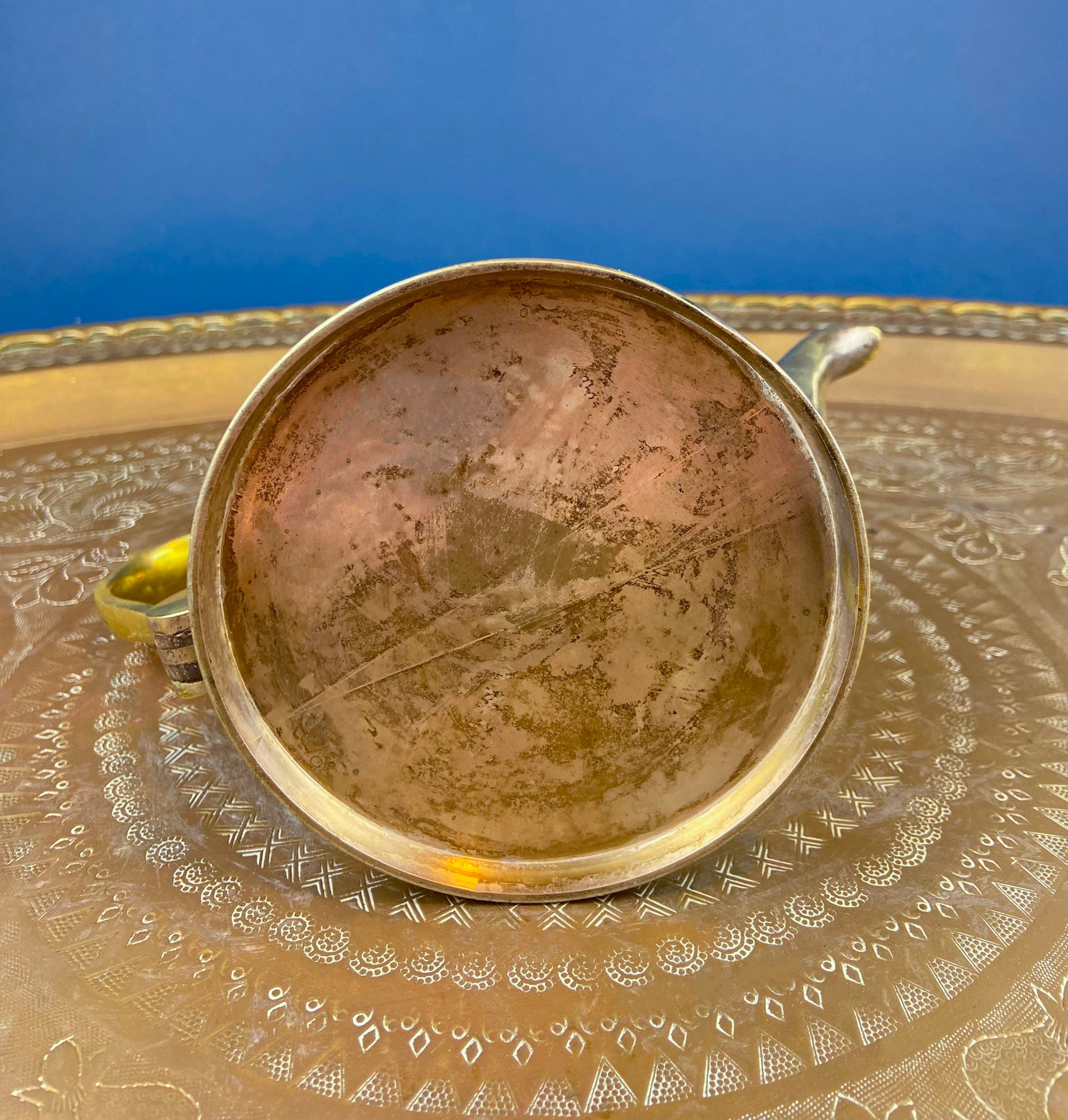 Antique Brass Teapot – Heavy Brass with Decorative Handle