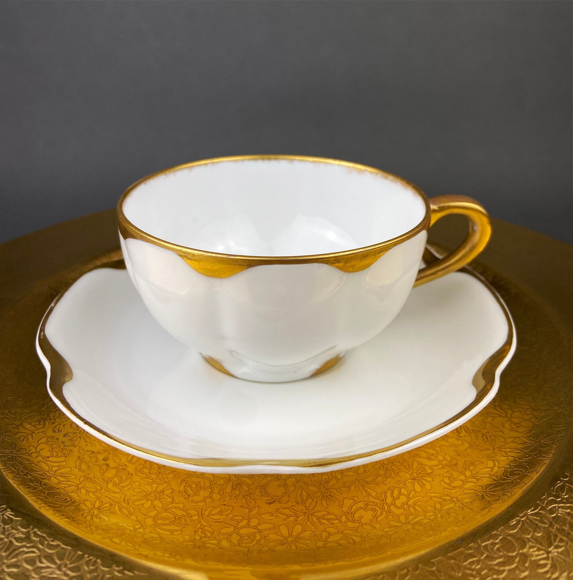 Theodore Haviland Limoges Silver Anniversary Tea Trio – Cup, Saucer & Salad Plate