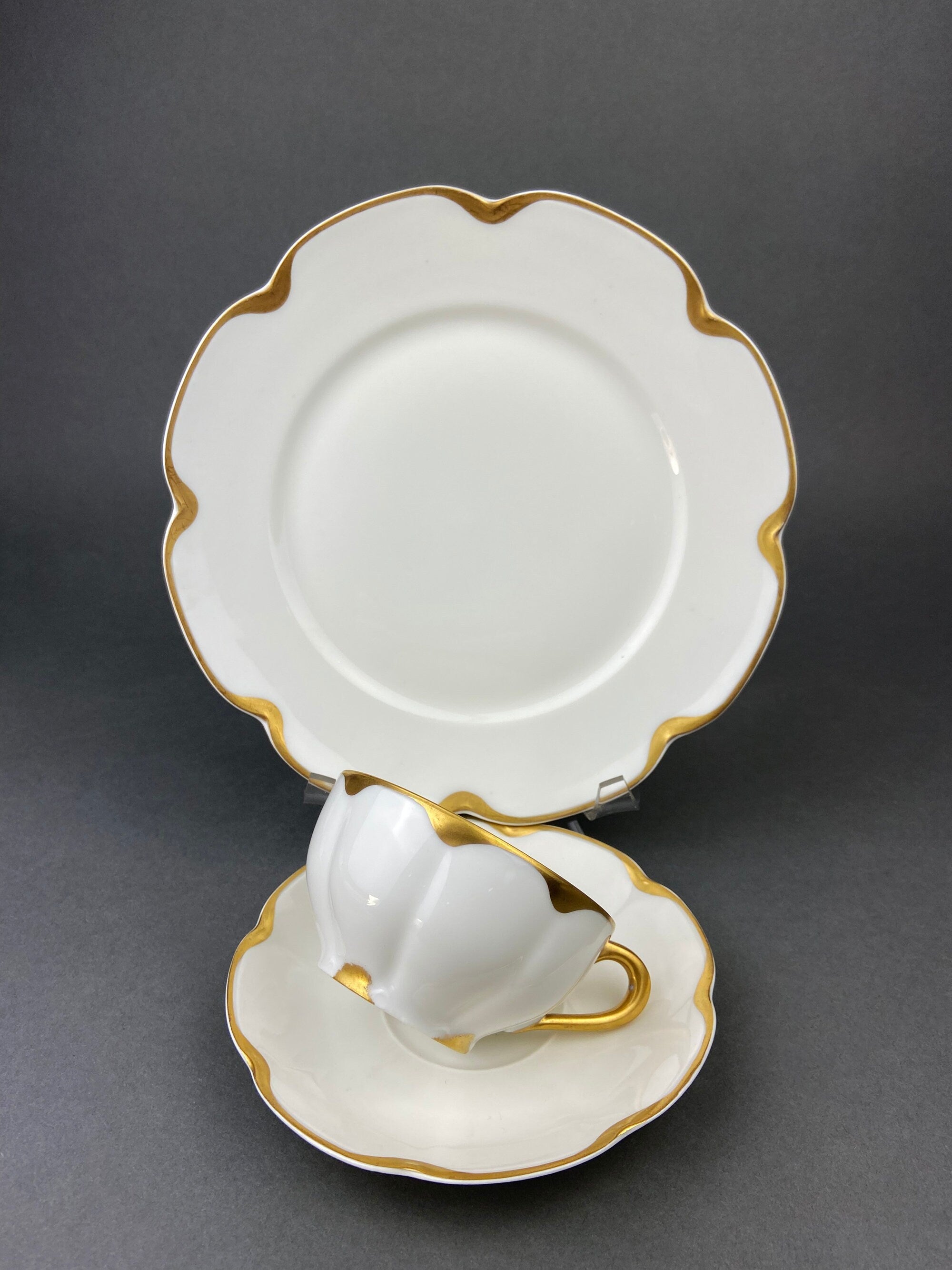 Theodore Haviland Limoges Silver Anniversary Tea Trio – Cup, Saucer & Salad Plate