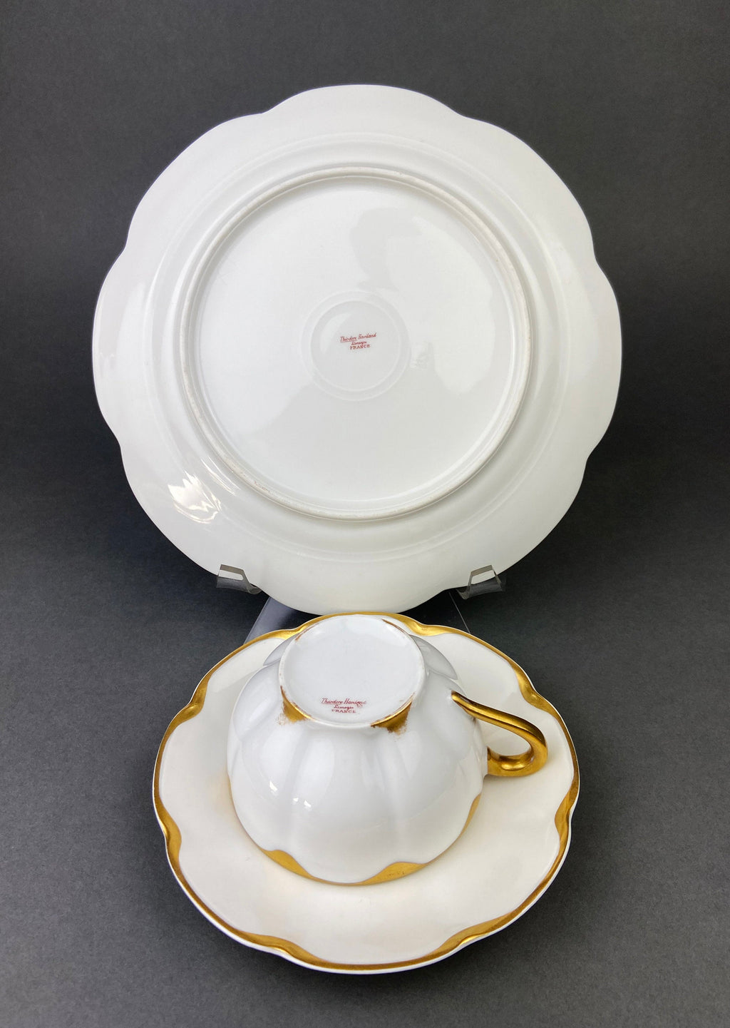 Theodore Haviland Limoges Silver Anniversary Tea Trio – Cup, Saucer & Salad Plate