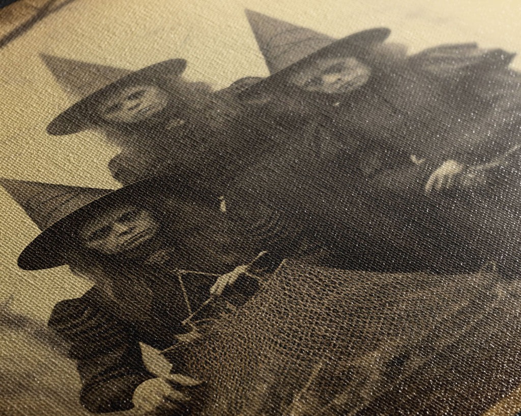 Black & White Gothic Canvas Print -Three Witches
