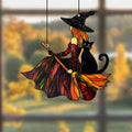 Autumn Witch Black Cat Sun Catcher