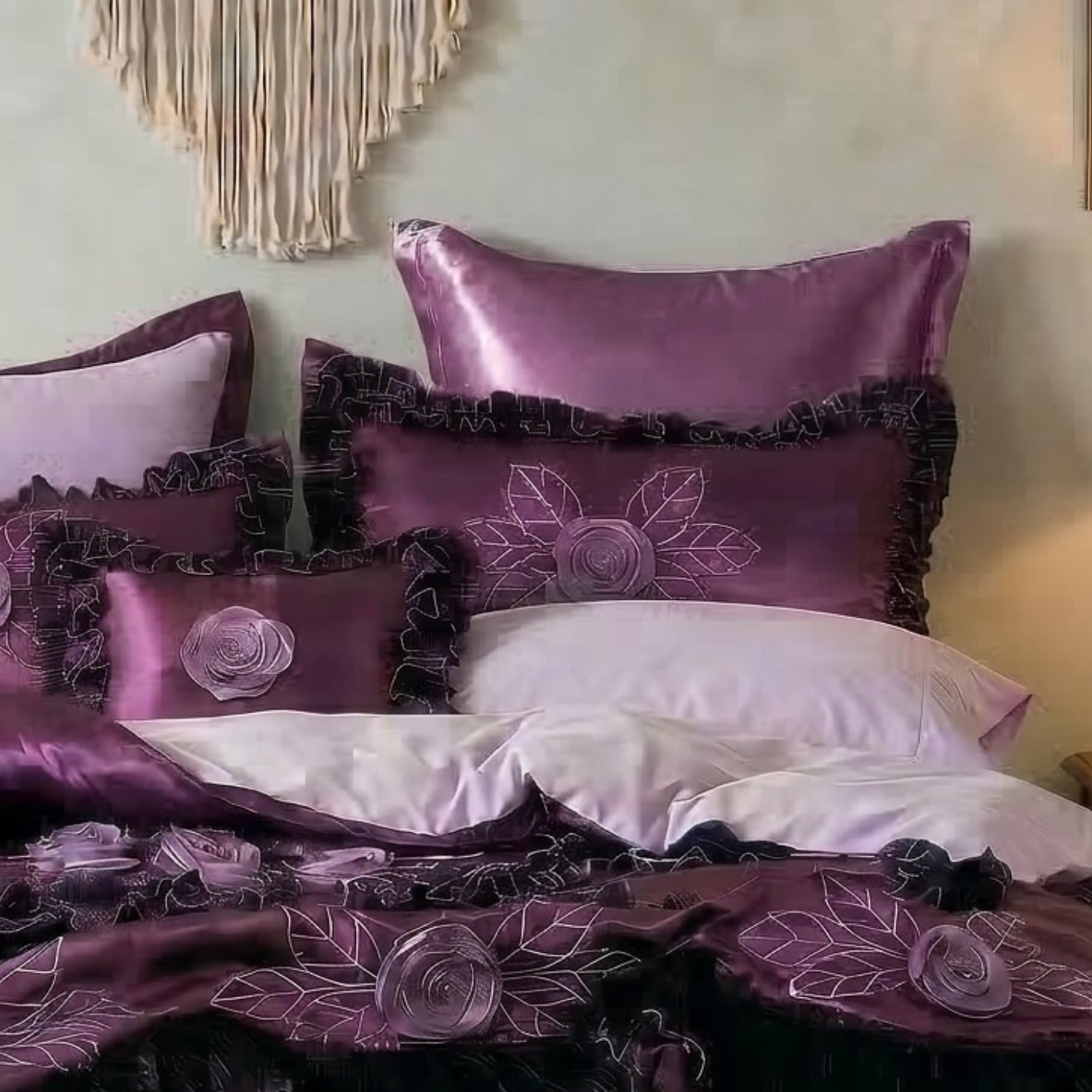 Dark Purple Midnight Bloom Euro Sham