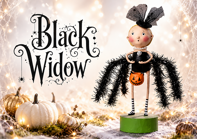 Black Widow Halloween Figurine by Lori Mitchell — 5.5-Inch Poly Resin Collectible (New 2026)