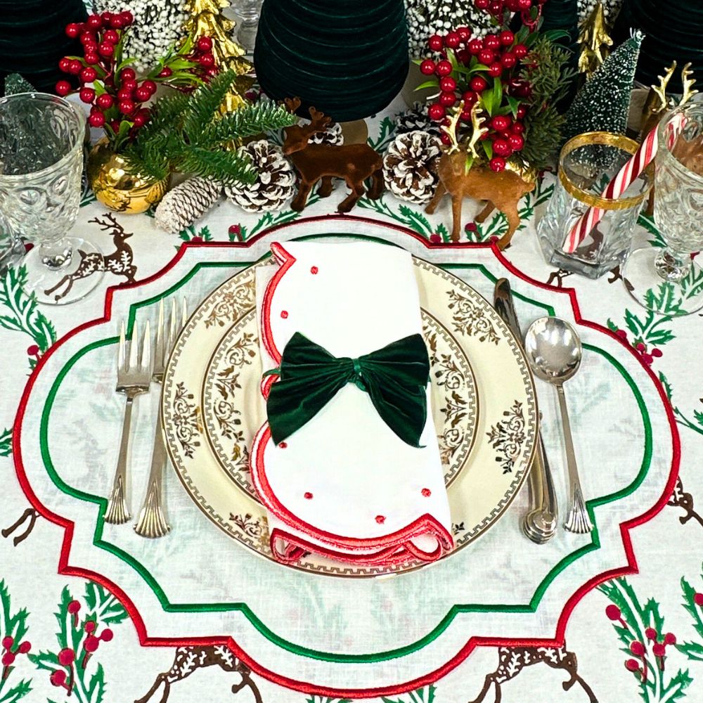 Dark Green: Velvet Bow Napkin Ties - (Set of 4)