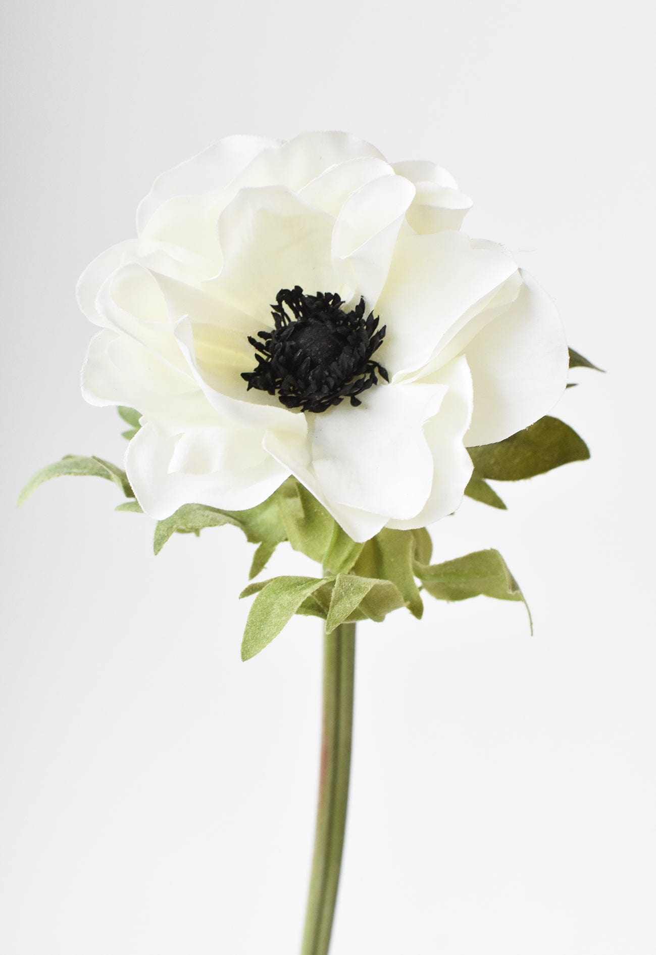 17" Faux Anemone White Stem