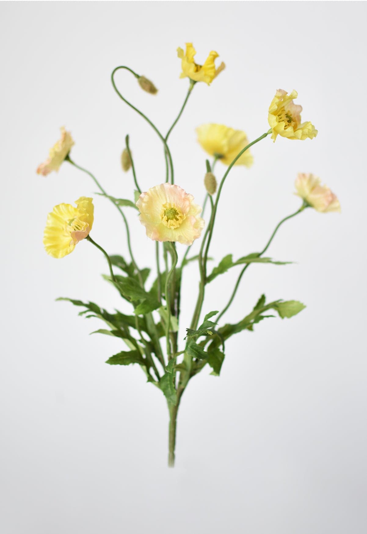 15" Faux Poppy Bush Yellow Bush