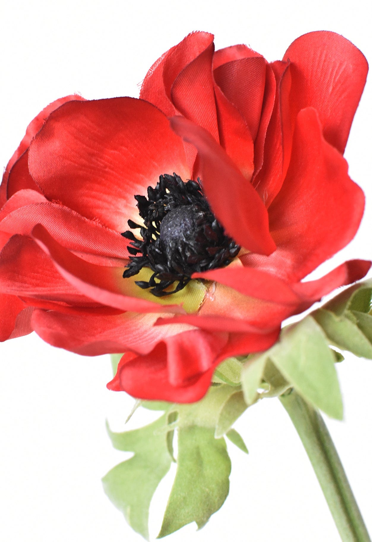 17" Faux Red Anemone Stem