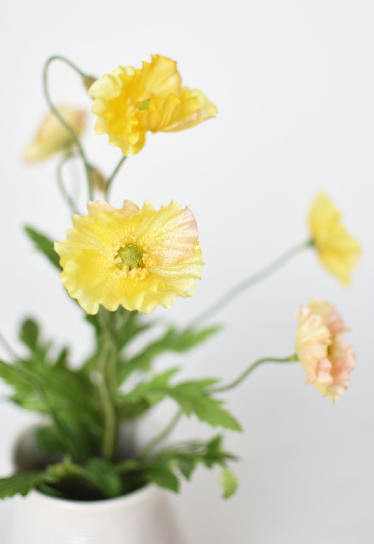 15" Faux Poppy Bush Yellow Bush